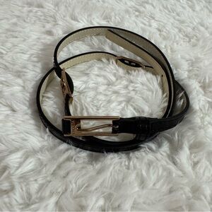 Escada Black Leather Belt with Gold Buckle Size 40